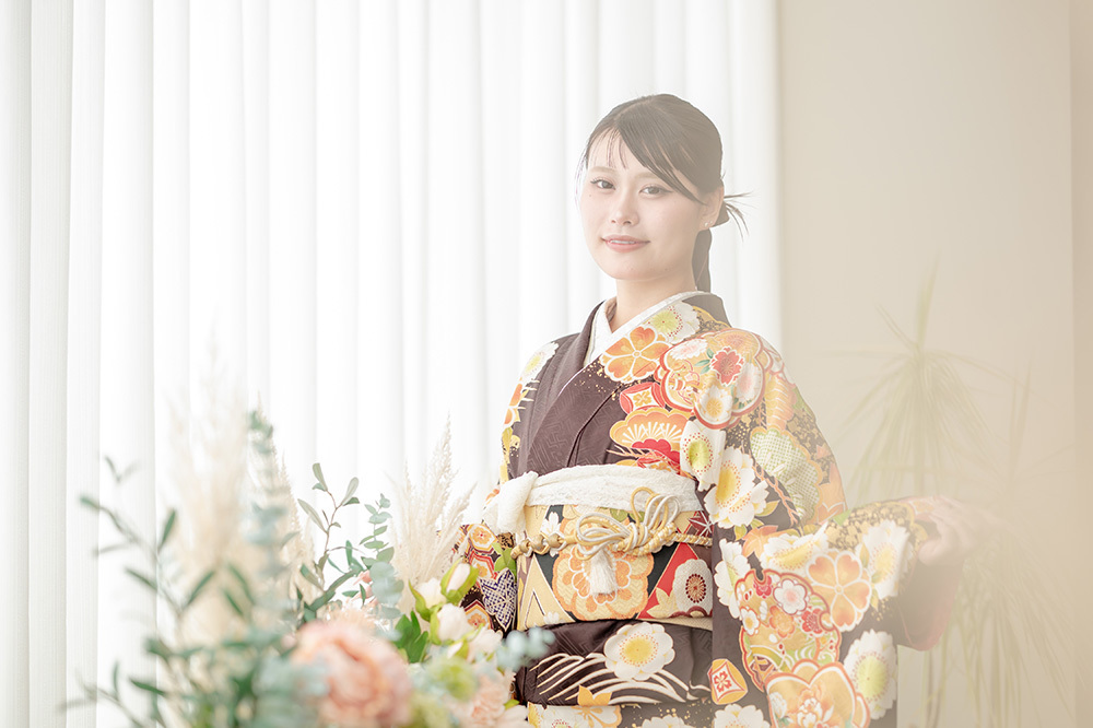 富士市成人式の記念写真撮影・フィーノ富士店のスタジオでの成人式後撮りの撮影