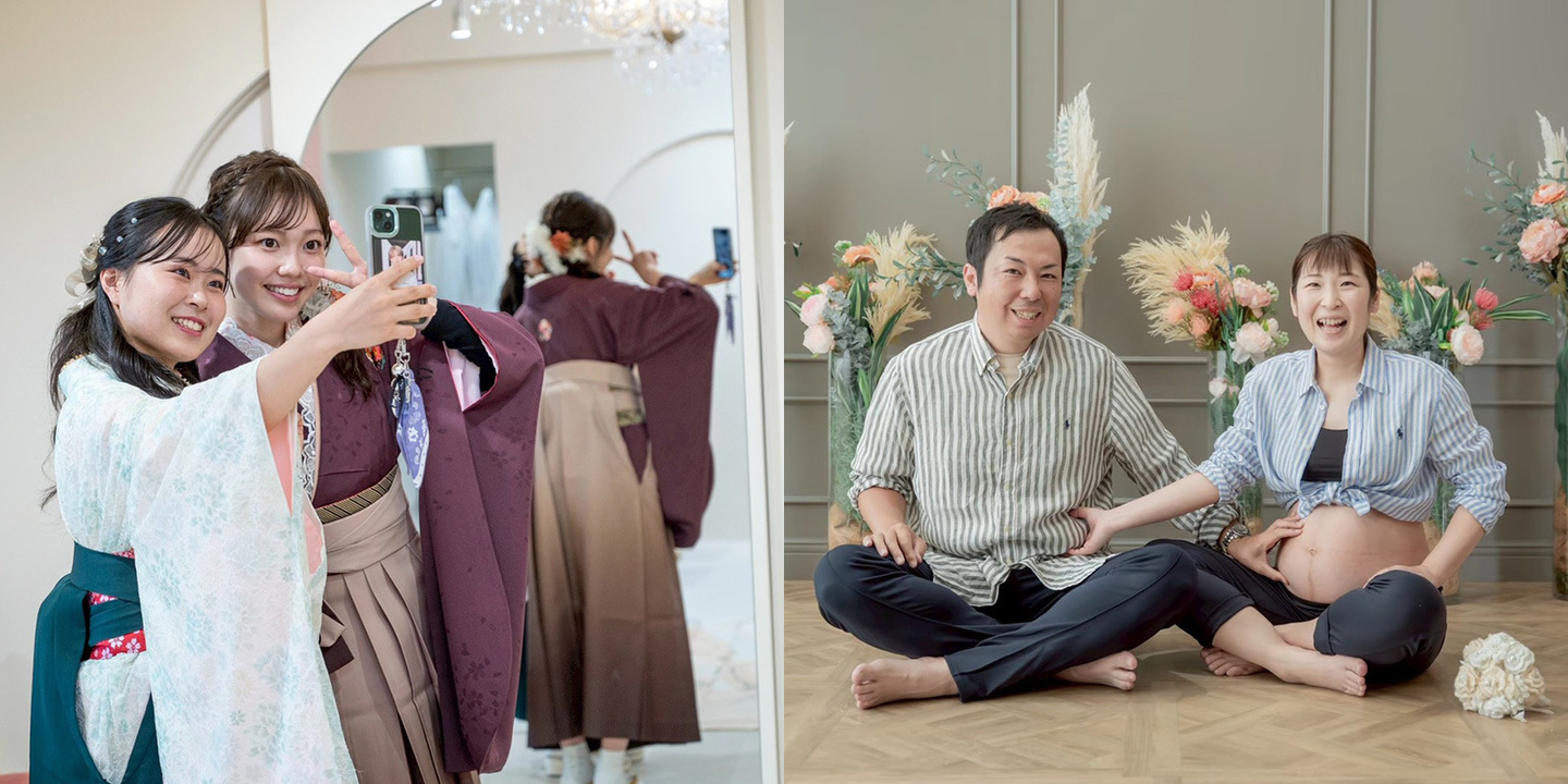 静岡市・富士市・沼津市の記念写真はおまかせください。成人式・七五三・お宮参り・マタニティフォト・ニューボーン・ソロウエディング・バウリニューアルの記念写真とレンタル衣裳はフィーノ記念日におまかせください。